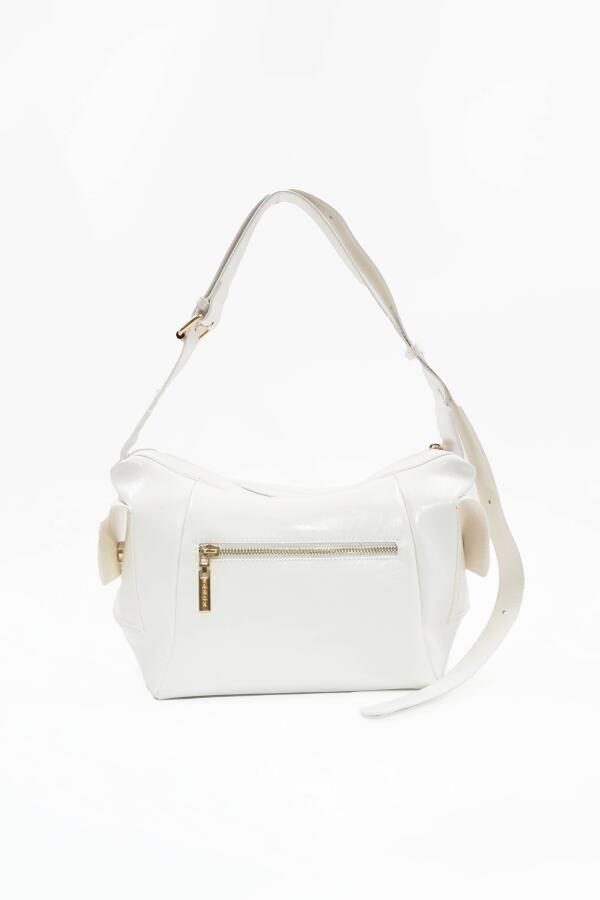 Martina Beyaz Kırışık Mat Rugan Kadın Omuz Ve Çapraz Çantası - 5