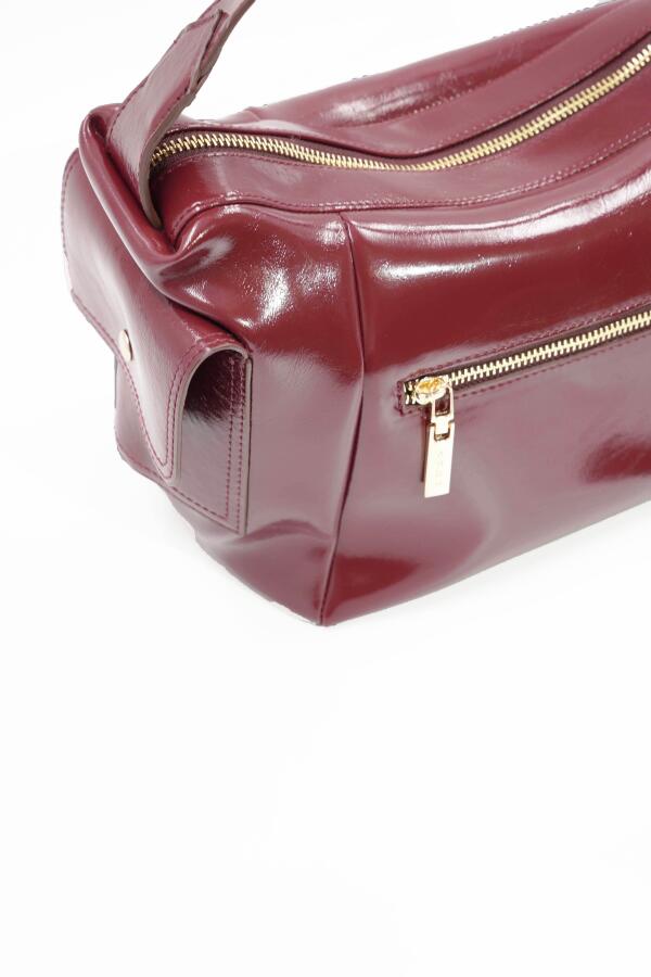 Martina Bordo Kırışık Mat Rugan Kadın Omuz Ve Çapraz Çantası - 2