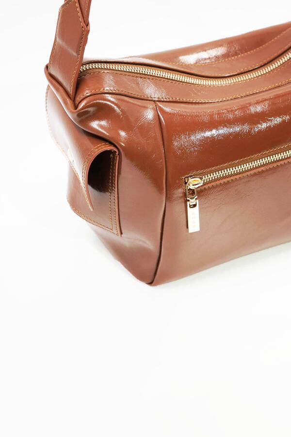 Martina Taba Kırışık Mat Rugan Kadın Omuz Ve Çapraz Çantası - 2