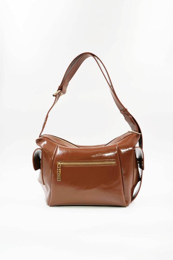 Martina Taba Kırışık Mat Rugan Kadın Omuz Ve Çapraz Çantası - 4