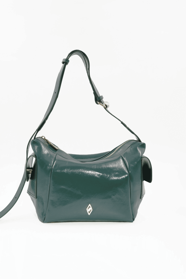 Martina Yeşil Kırışık Mat Rugan Kadın Omuz Ve Çapraz Çantası - 1