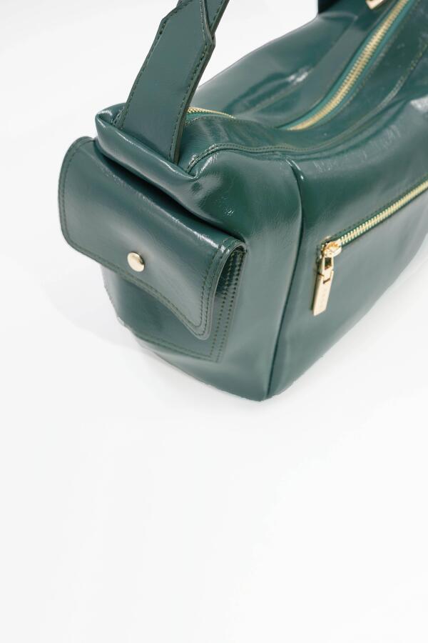 Martina Yeşil Kırışık Mat Rugan Kadın Omuz Ve Çapraz Çantası - 2