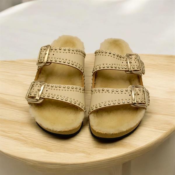 Mina Kışlık Ortopedik Bej Kadın Terlik - 5