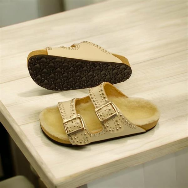 Mina Kışlık Ortopedik Bej Kadın Terlik - 6