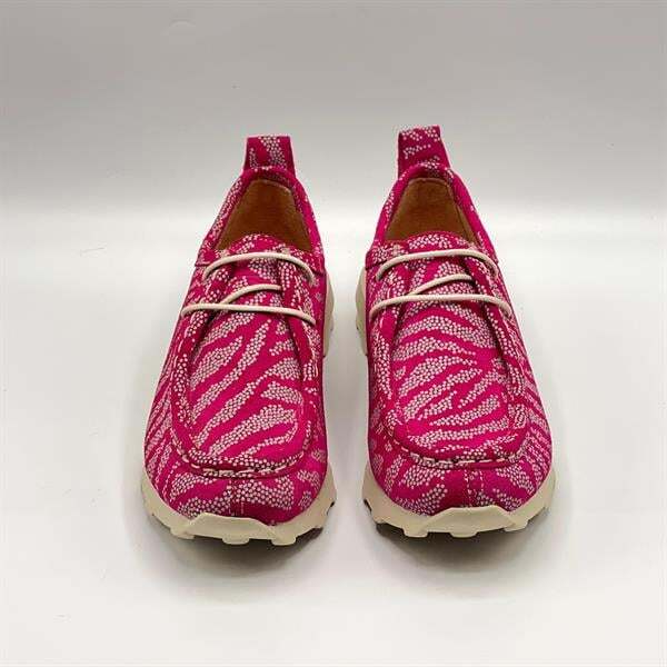Monica Fuşya-Beyaz Desenli Süet Kadın Loafer – Hakiki Deri & 3 cm Termolight Taban - 8
