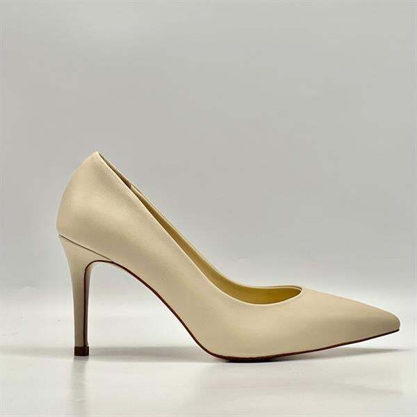 Nadia %100 Gerçek Deri Bej Stiletto – 9 cm Topuk - 1