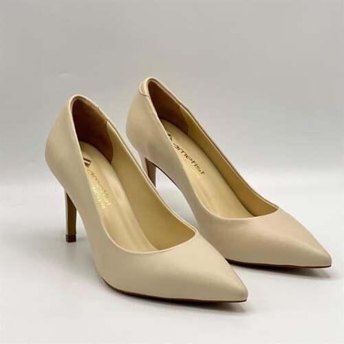 Nadia %100 Gerçek Deri Bej Stiletto – 9 cm Topuk - 2