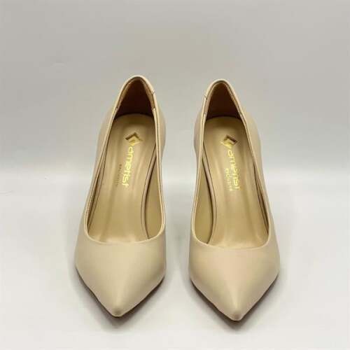Nadia %100 Gerçek Deri Bej Stiletto – 9 cm Topuk - 3