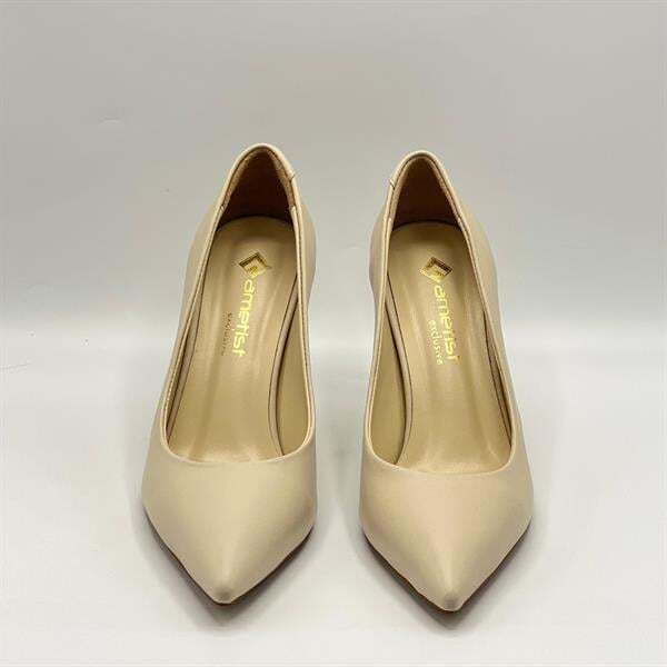 Nadia %100 Gerçek Deri Bej Stiletto – 9 cm Topuk - 3