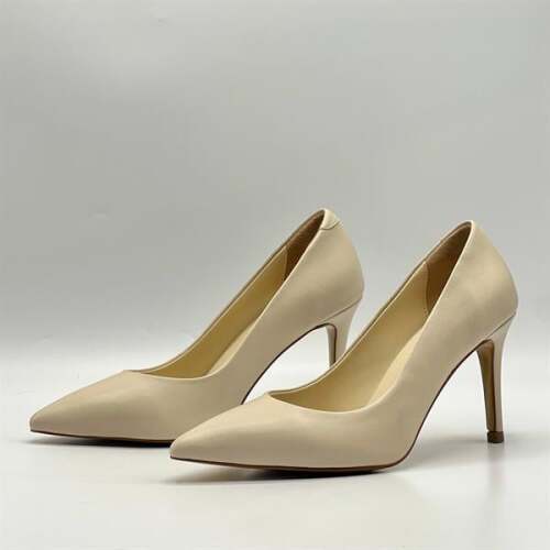 Nadia %100 Gerçek Deri Bej Stiletto – 9 cm Topuk - 4