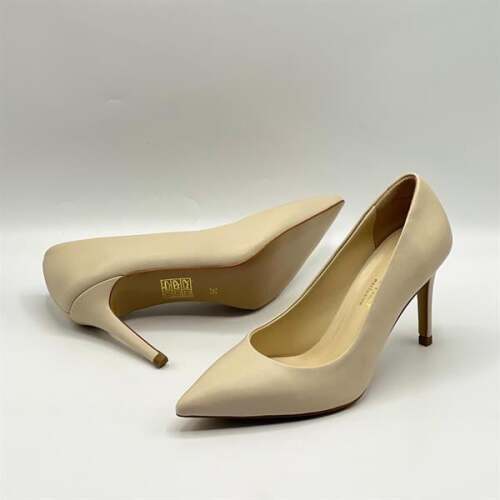 Nadia %100 Gerçek Deri Bej Stiletto – 9 cm Topuk - 5