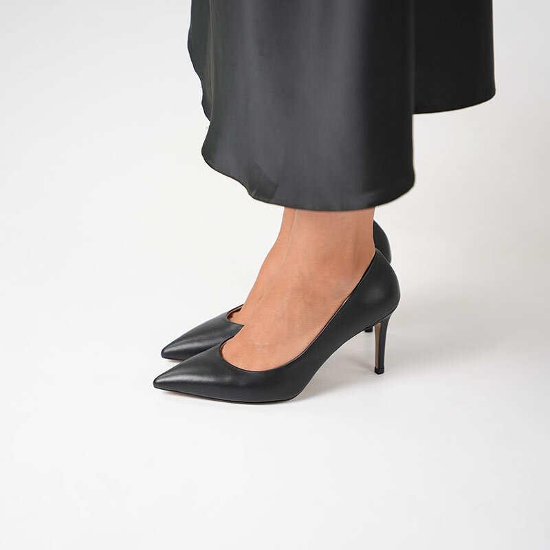 Nadia %100 Gerçek Deri Siyah Stiletto – 9 cm Topuk - 3