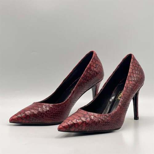 Nadia Bordo Yılan Baskılı Gerçek Deri Stiletto – 9 cm Topuk - 4