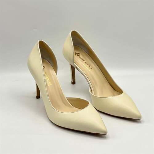 Nadin %100 Gerçek Deri Bej Stiletto – Neolit Taban, Dekolteli Tasarım - 2