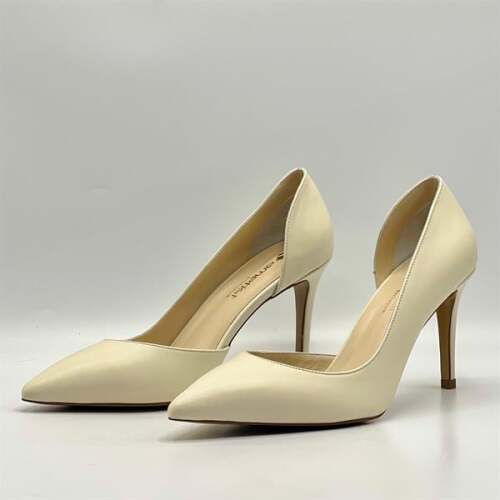 Nadin %100 Gerçek Deri Bej Stiletto – Neolit Taban, Dekolteli Tasarım - 4