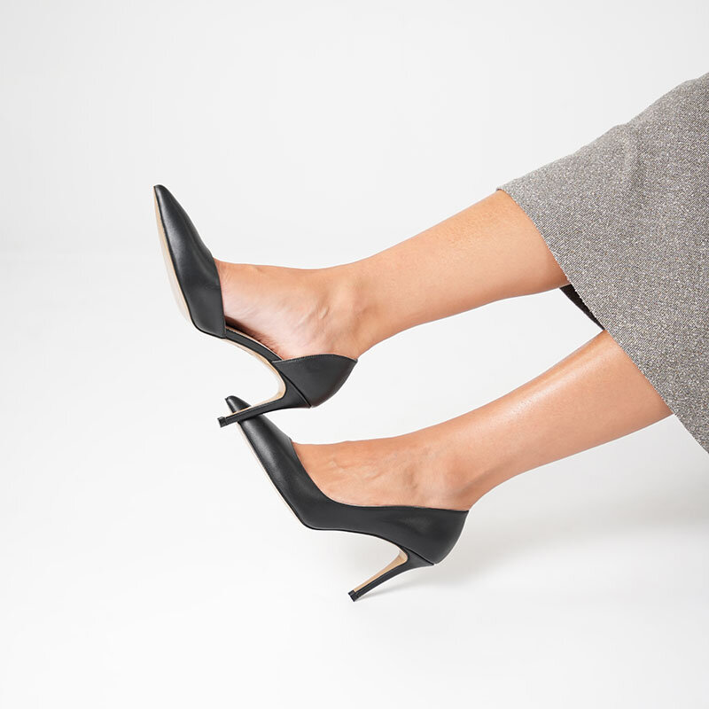 Nadin %100 Gerçek Deri Siyah Stiletto – Neolit Taban, Dekolteli Tasarım - 2