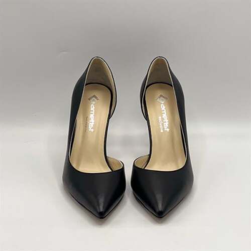 Nadin %100 Gerçek Deri Siyah Stiletto – Neolit Taban, Dekolteli Tasarım - 3