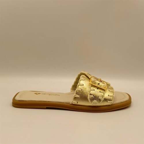 Otantik Altın Deri Kadın Terlik