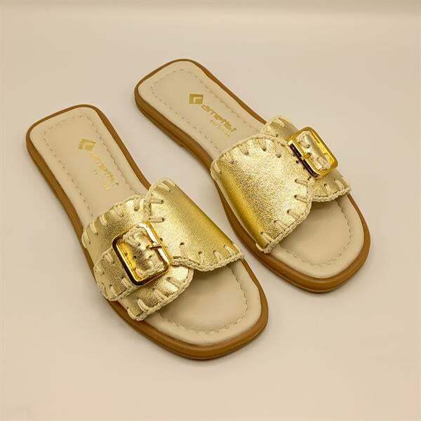 Otantik Altın Deri Kadın Terlik - 2