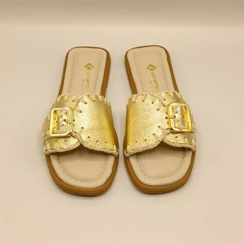 Otantik Altın Deri Kadın Terlik - 3