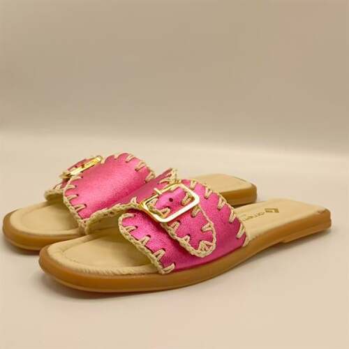 Otantik Fuşya Deri Kadın Terlik - 4