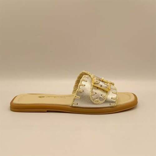 Otantik Gümüş Deri Kadın Terlik