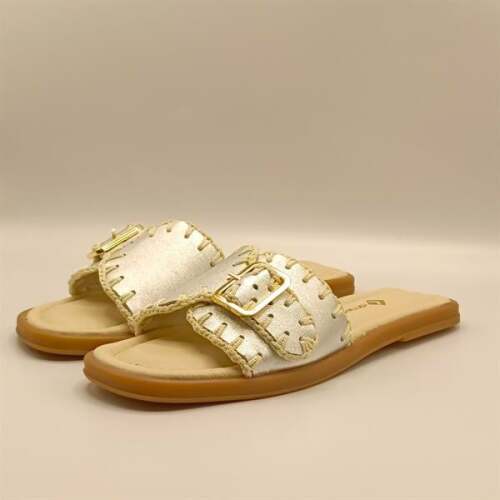 Otantik Gümüş Deri Kadın Terlik - 4