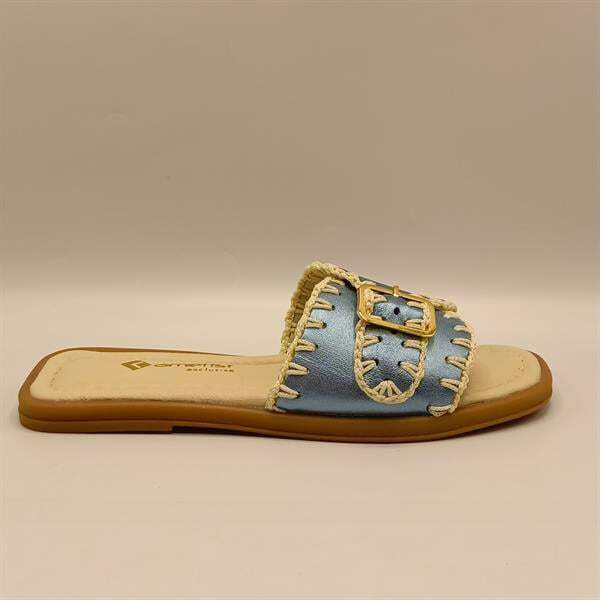 Otantik Mavi Deri Kadın Terlik - 1