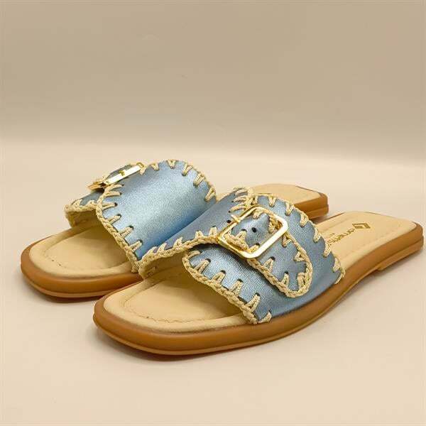 Otantik Mavi Deri Kadın Terlik - 4