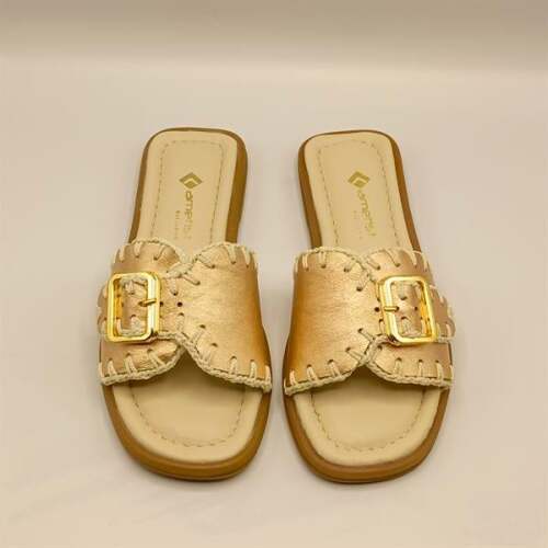 Otantik Rose Deri Kadın Terlik - 3