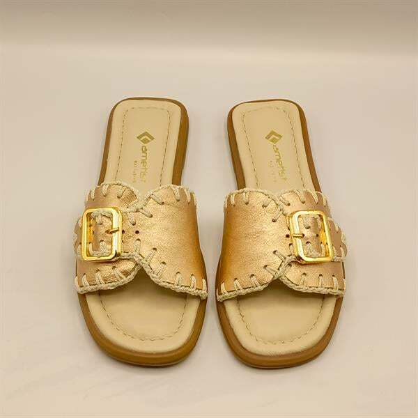 Otantik Rose Deri Kadın Terlik - 3