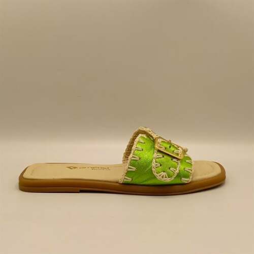 Otantik Yeşil Deri Kadın Terlik