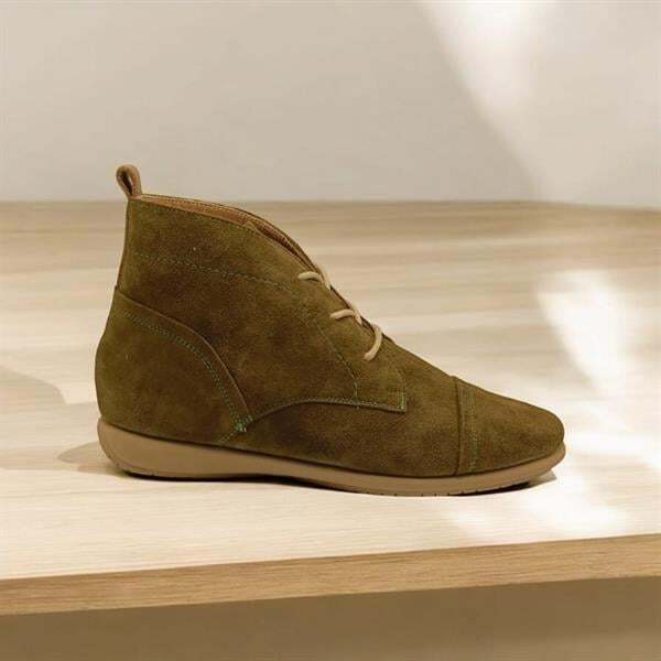 Paris Haki Süet Bağcıklı Kadın Bootie - 1