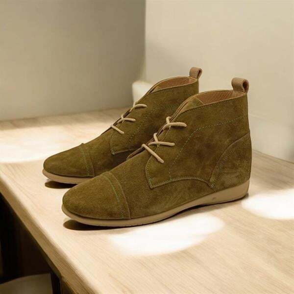 Paris Haki Süet Bağcıklı Kadın Bootie - 5