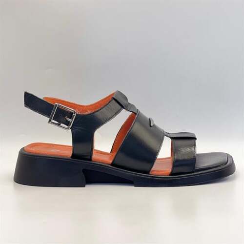 Perge Siyah Gerçek Deri Kadın Sandalet