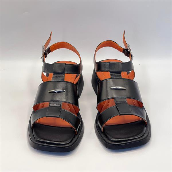 Perge Siyah Gerçek Deri Kadın Sandalet - 3