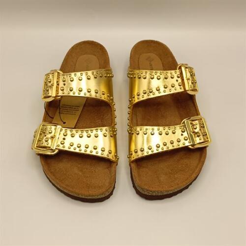 Perla Altın Deri Mantar Taban Ortopedik Terlik - 3