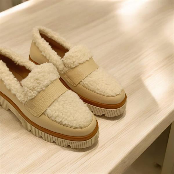 Plush Bej Deri Günlük Kadın Ayakkabı - 2