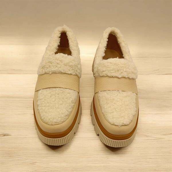 Plush Bej Deri Günlük Kadın Ayakkabı - 3