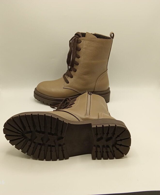 Reneta Vizon Gerçek Deri Kadın Bot – Termo Kaymaz Taban, Bağcıklı & Fermuarlı - 5