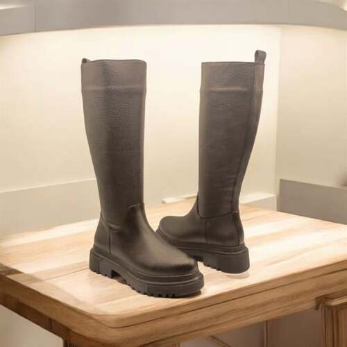 Rider Siyah Deri Kadın Çizme - 2