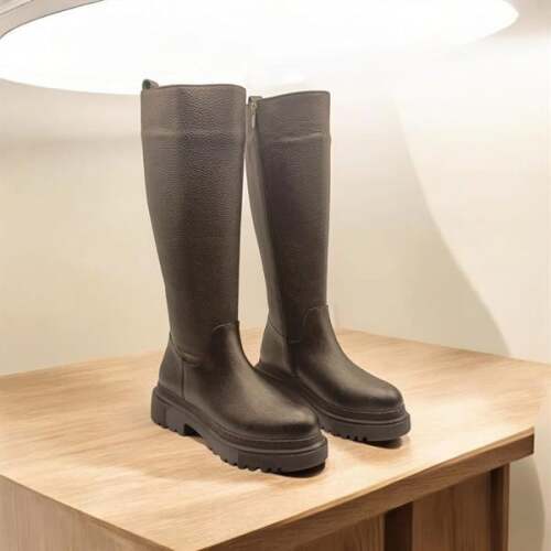 Rider Siyah Deri Kadın Çizme - 4