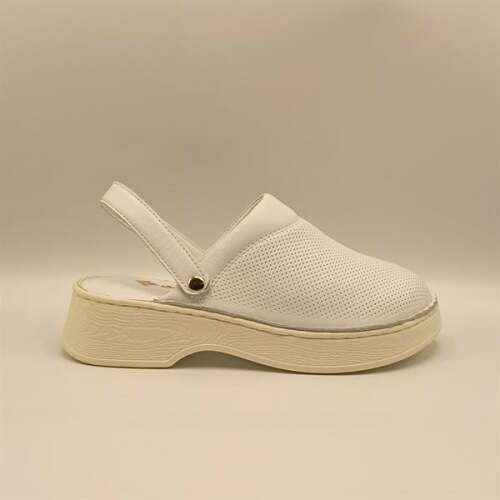 Sabo Beyaz Deri Kadın Terlik