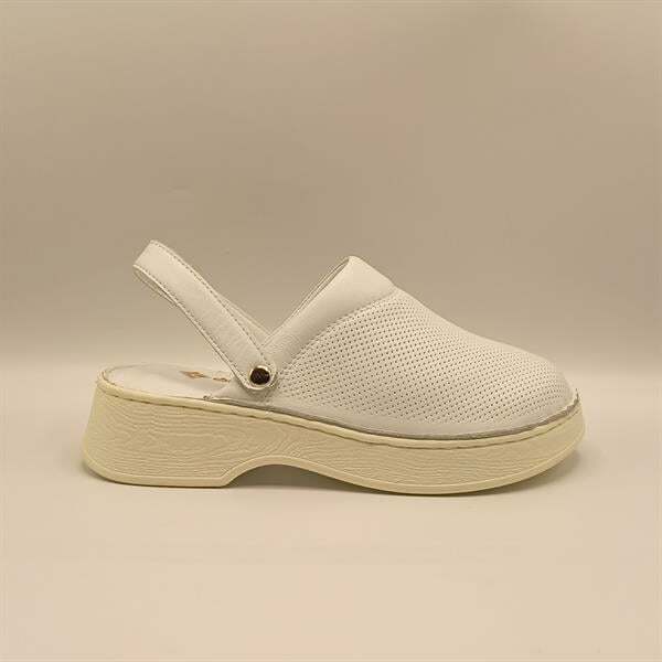 Sabo Beyaz Deri Kadın Terlik - 1