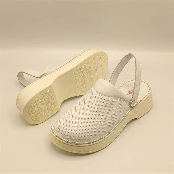 Sabo Beyaz Deri Kadın Terlik - 5