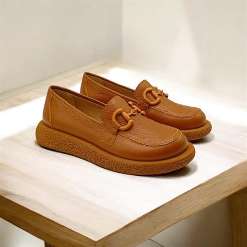 Sahra Taba Deri Kadın Günlük Ayakkabı - 5