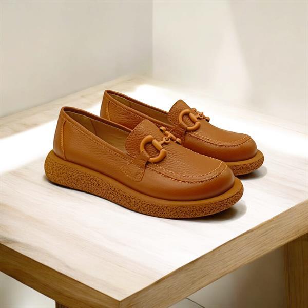 Sahra Taba Deri Kadın Günlük Ayakkabı - 5