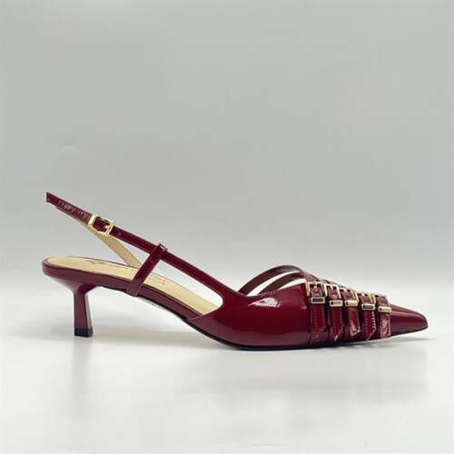 Sedare Bordo Gerçek Deri Tokalı Topuklu Ayakkabı