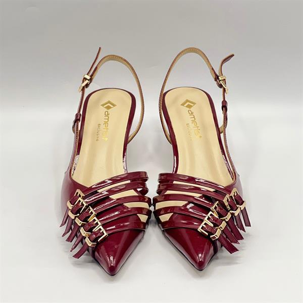 Sedare Bordo Gerçek Deri Tokalı Topuklu Ayakkabı - 3