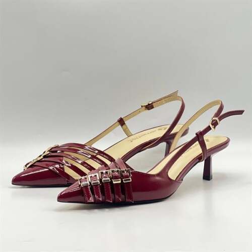 Sedare Bordo Gerçek Deri Tokalı Topuklu Ayakkabı - 4